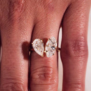 Handmade Two-Stone Moissanite Engagement Ring